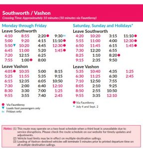 Port Orchard Southworth to Vashon Ferry Schedule
