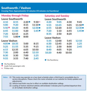 2020 Winter Vashon Island Ferry Schedule from Southworth - Port Orchard.